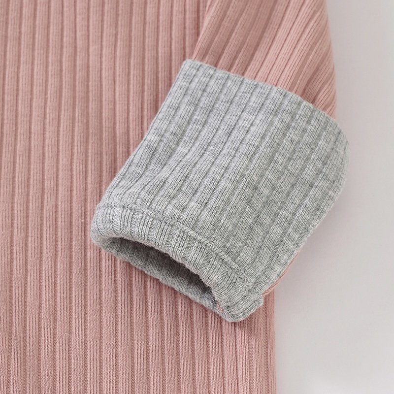 Double Way Zipper Fold Over Cuff Organic Cotton Rib Knitted Baby Rompers