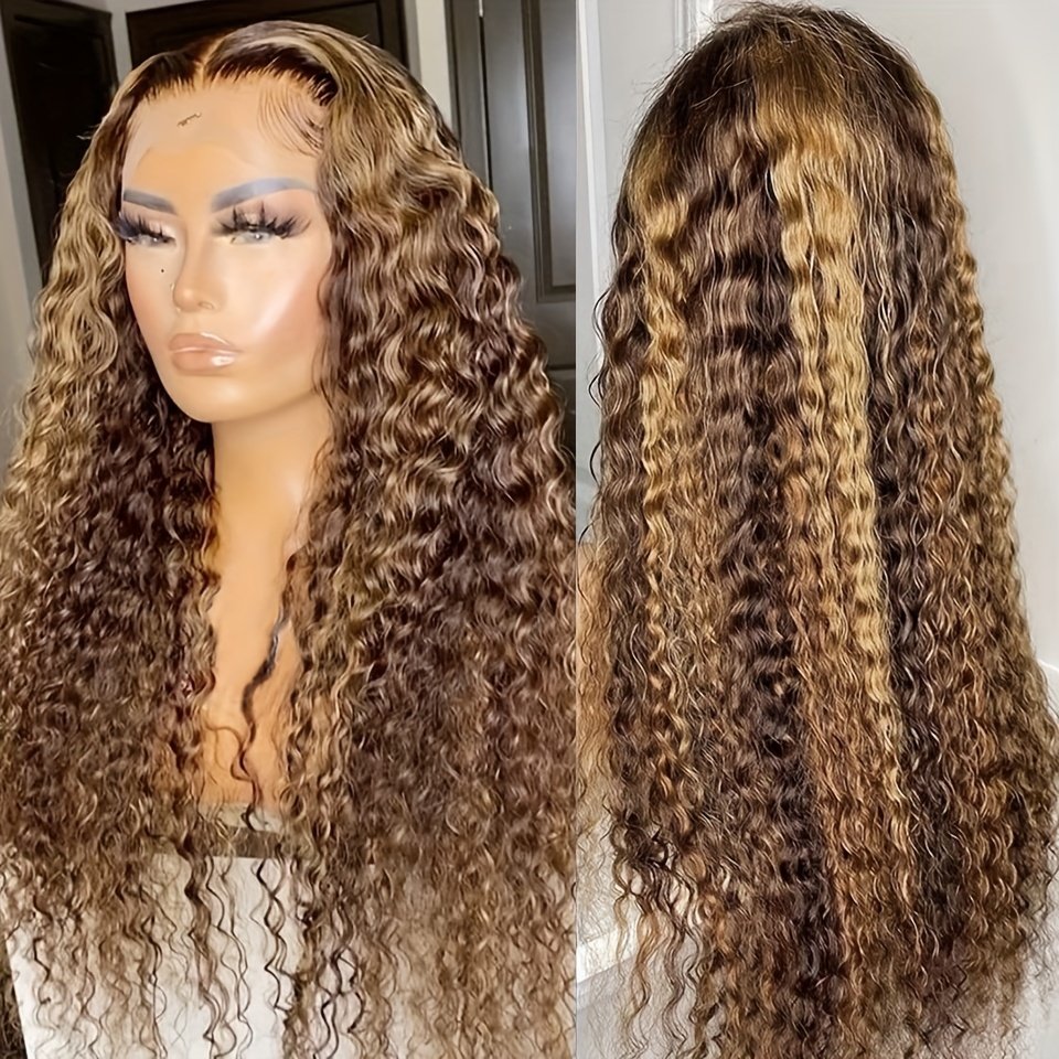 200 density Cuticle Aligned hd lace front wig,13x4 transparent full lace frontal wigs, Highlight curly wigs human hair glueless