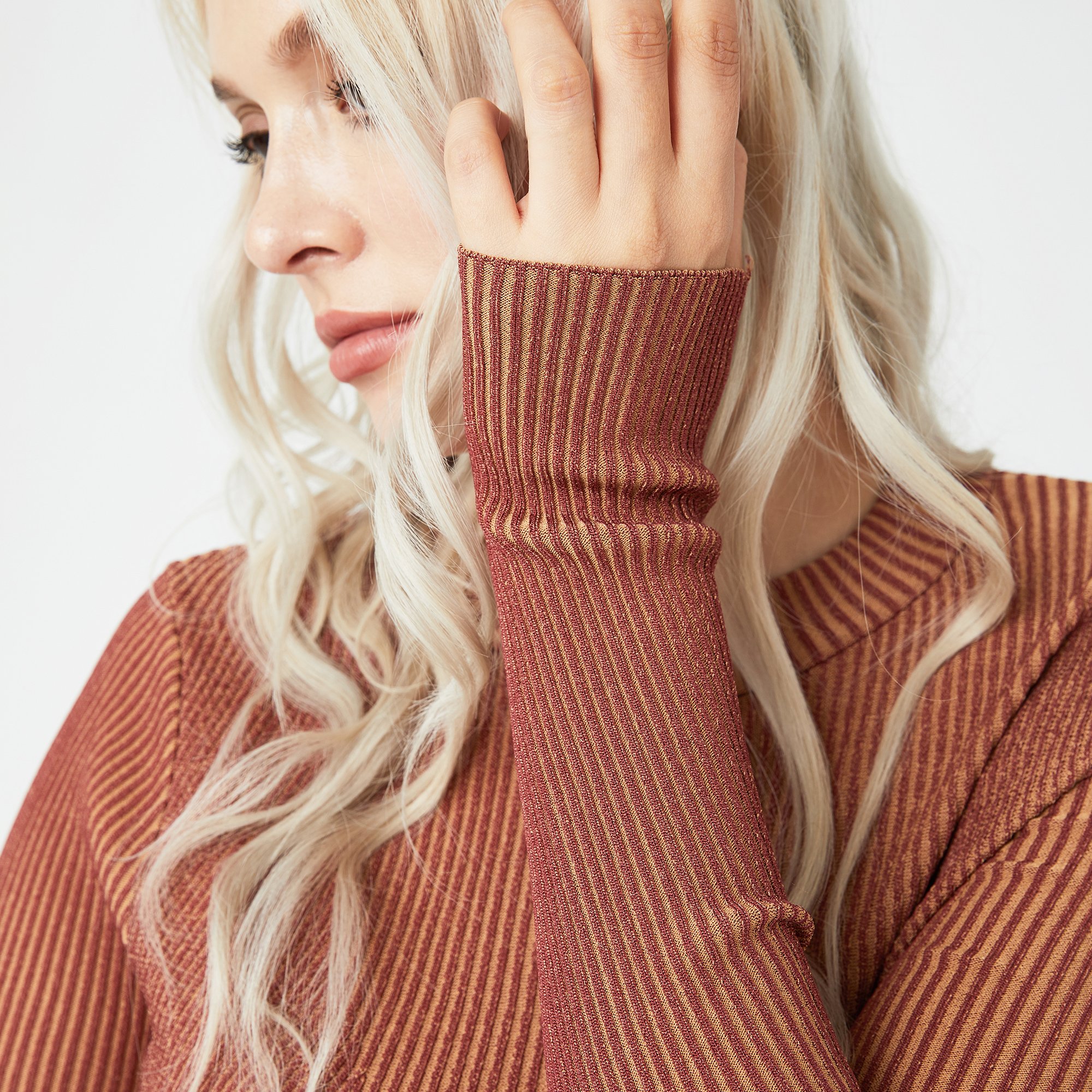 20ALW321 New Arrival Casual Asymmetric Hem Long Sleeve Rib Sexy Knit Long Sweater Dress for Women