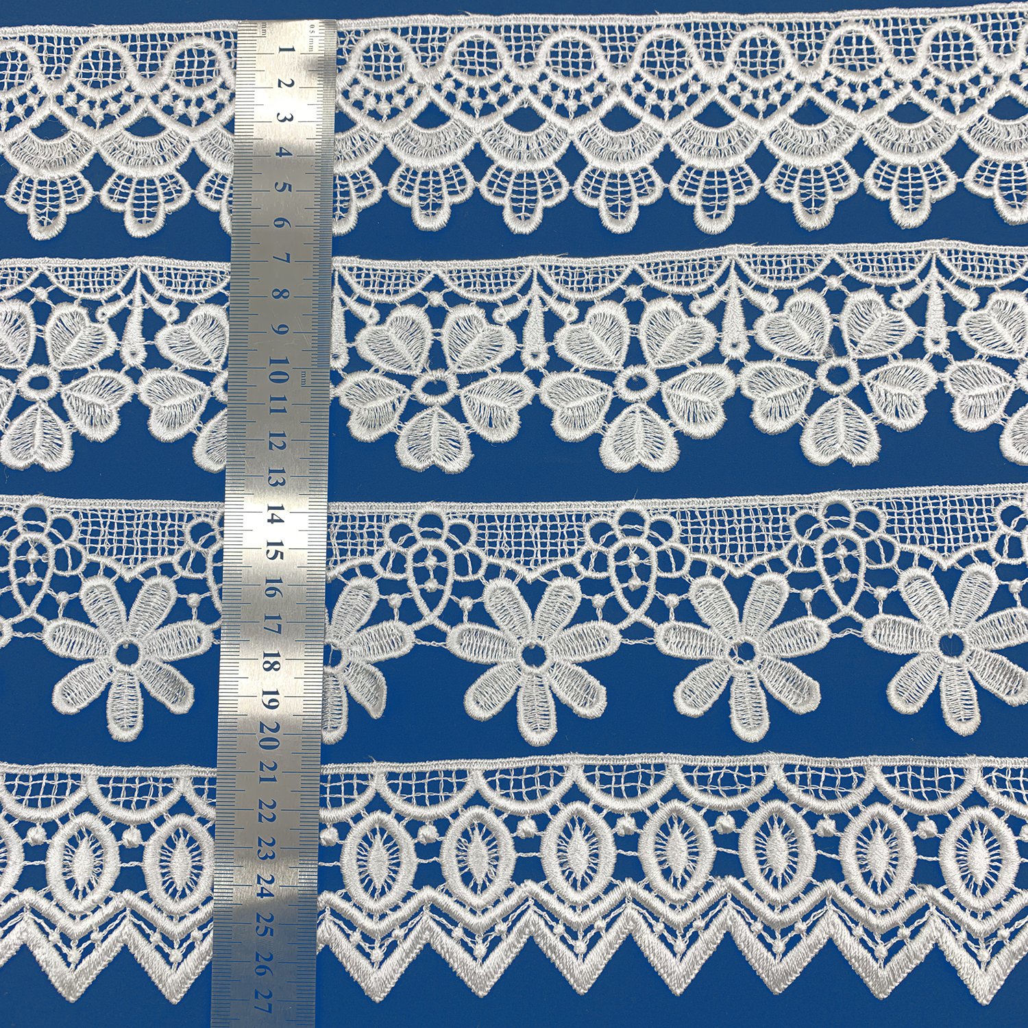 2023 Wholesale Nigerian African Voile Renda Water Soluble mesh tulle embr Mesh Tulle Embroidery Wide Vintage Lace Trim