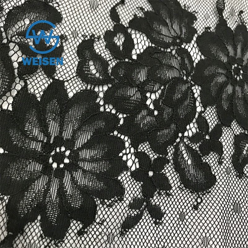 Wholesale Flower White black Embroidery Wedding Net French Lace Fabric