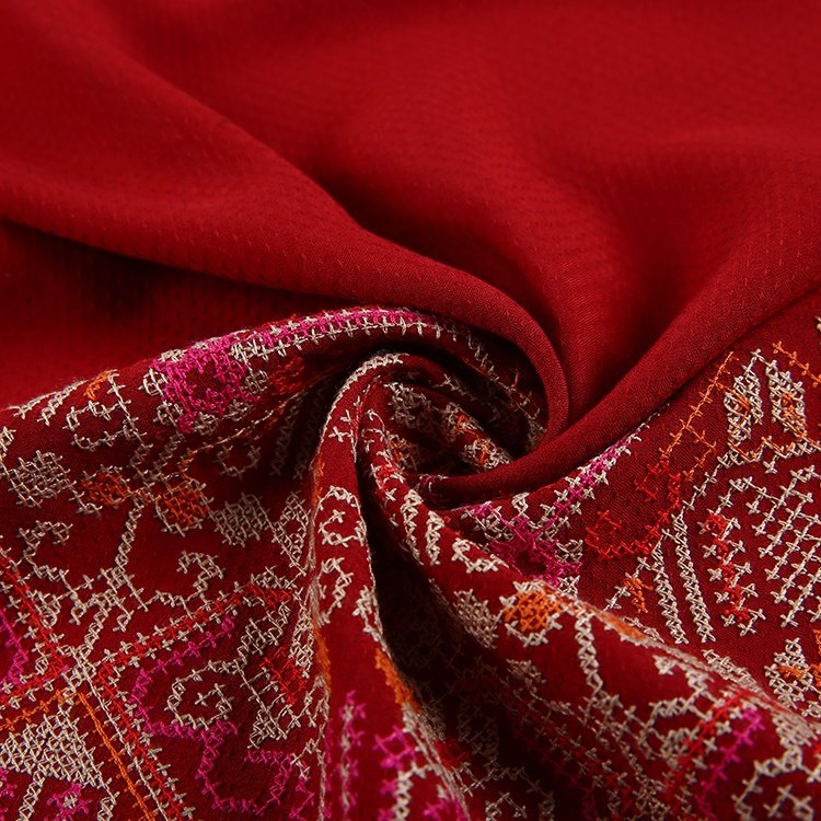 HA-14017E Newest cross stitces traditional style border spun rayon embroidery fabric price