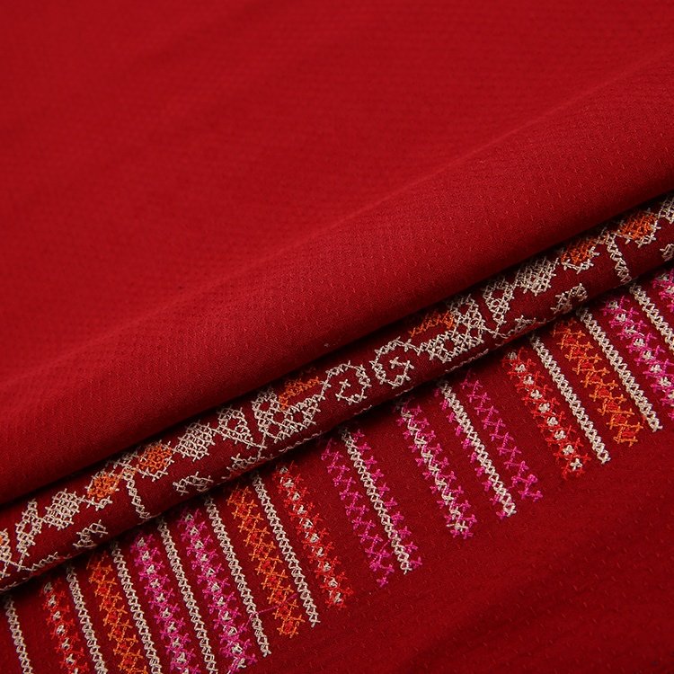 HA-14017E Newest cross stitces traditional style border spun rayon embroidery fabric price