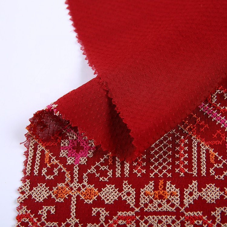HA-14017E Newest cross stitces traditional style border spun rayon embroidery fabric price