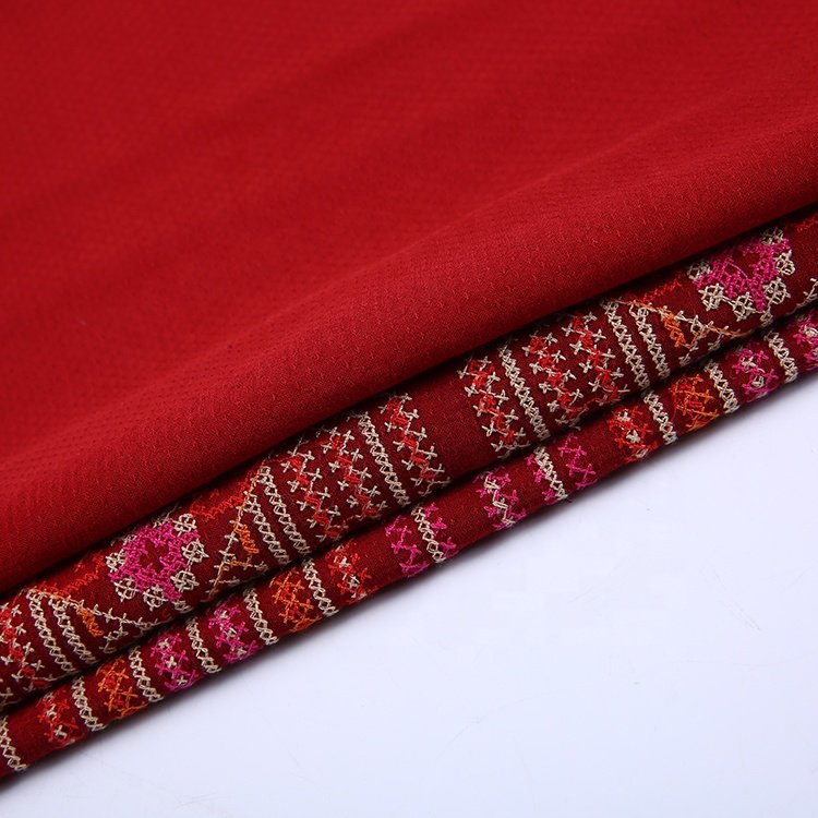 HA-14017E Newest cross stitces traditional style border spun rayon embroidery fabric price