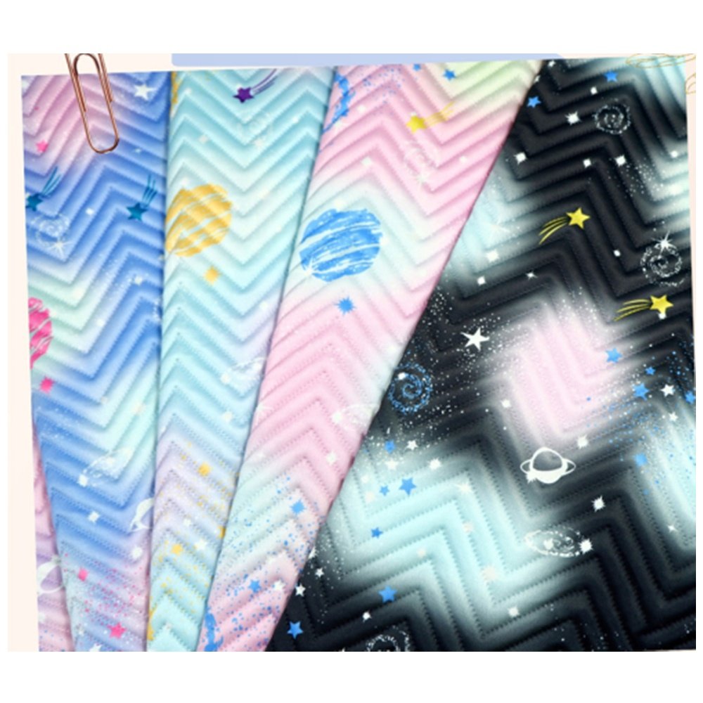 Universe Planet V-Shape Embossing 100% Polyester Chevron Stitch Padded Embossed Cotton Embroidery Vinyl Fabric