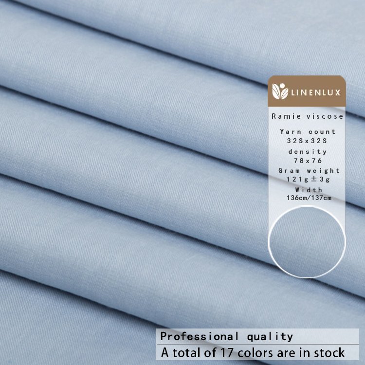 Fabric suppliers wholesale factory high-end washed woven ramie viscose blend fabrics garment dress shirt fabric in china