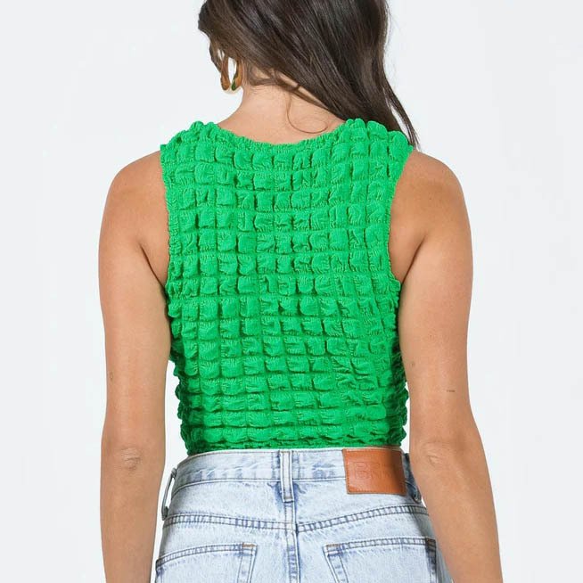 Women Summer Fashion Ribbed Tee Tops O Neck Sleeveless Cropped Vests