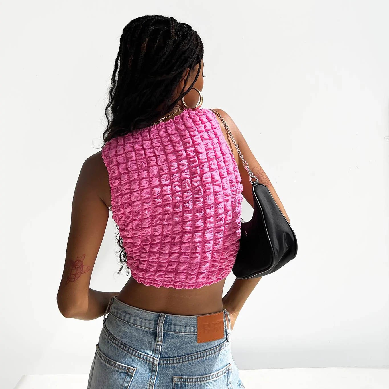 Women Summer Fashion Ribbed Tee Tops O Neck Sleeveless Cropped Vests