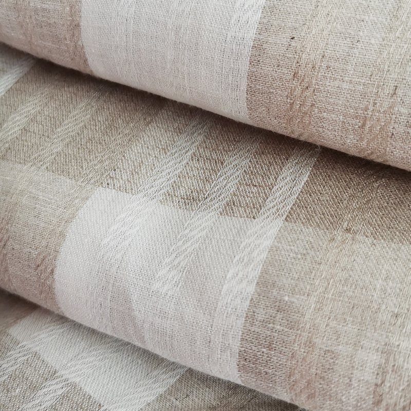 100% French linen yarn dyed jacquard check striped fabric woven women shirt pants napkins pillow cases 2021 new navy plaid flax