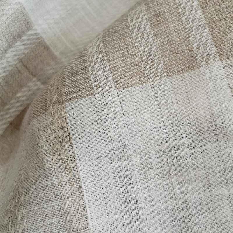 100% French linen yarn dyed jacquard check striped fabric woven women shirt pants napkins pillow cases 2021 new navy plaid flax