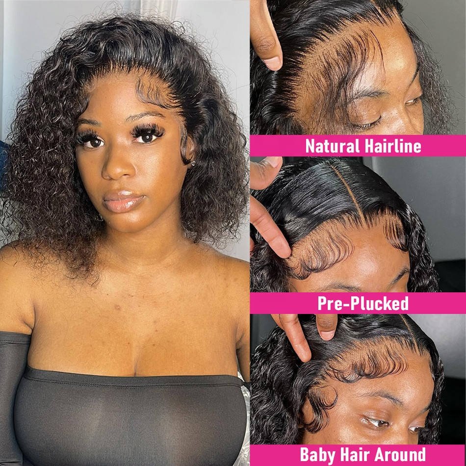 Cheap Glueless Afro Kinky Curly Short Bob Wigs Human Hair Lace Front Wig For Black Women Vietnamese Raw Hair Hd Lace Frontal Wig