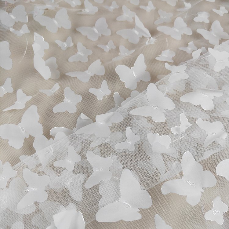 solid color embroidery net mesh white wedding dress sequins lace fabric