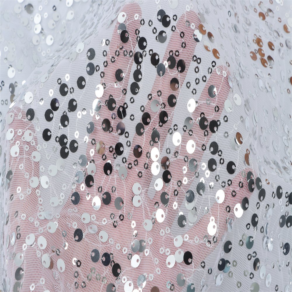 Wholesale Fashion 3MM Sequin Mesh Fabrics Glitter Embroidery Luxury Sequence Lace Sequin Fabrics