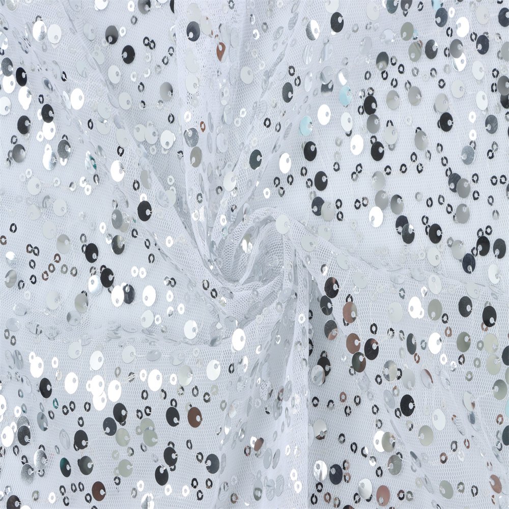 Wholesale Fashion 3MM Sequin Mesh Fabrics Glitter Embroidery Luxury Sequence Lace Sequin Fabrics