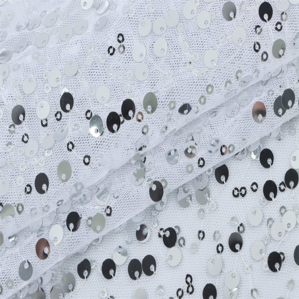 Wholesale Fashion 3MM Sequin Mesh Fabrics Glitter Embroidery Luxury Sequence Lace Sequin Fabrics