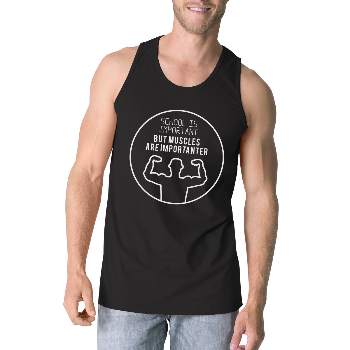 Low MOQ Cheap High Quality Fashion Singlets For Men OEM Custom Logo White Black Cotton Gym Tank Top From Bangladesh