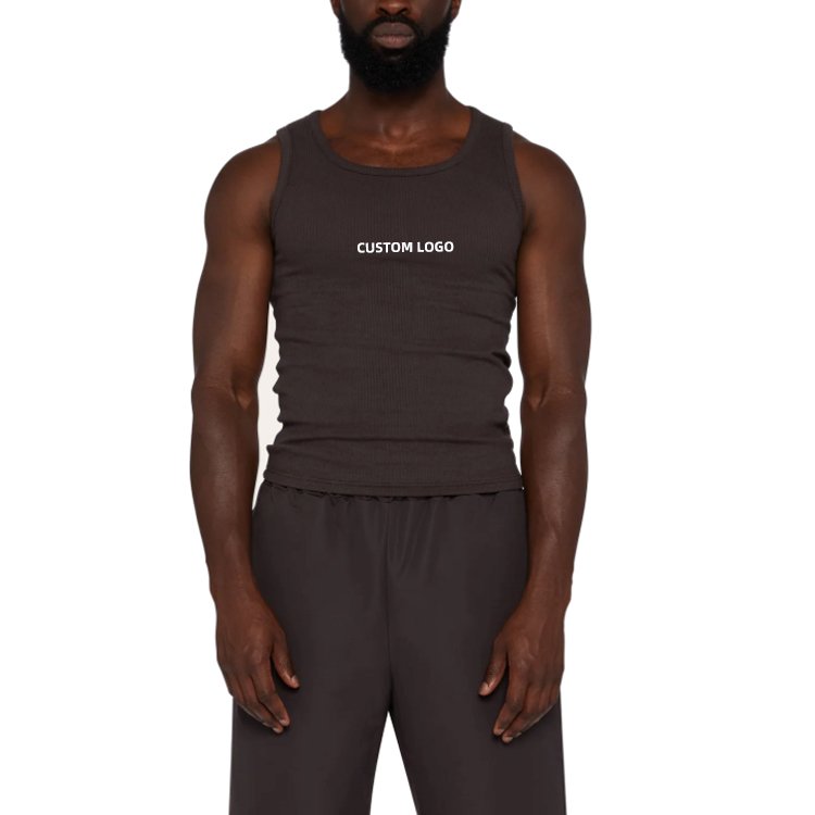 high quality 100% cotton soft man tank top summer ribbed jersey workout gym running custom logo rib tank top
