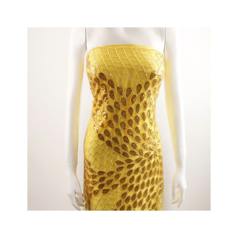 Marimekko Guipure Embroidery White Tulle Beaded With Shiny Spangle Bridal Lace Fabric For Wedding Dress