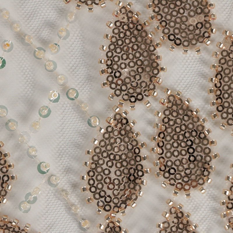 Marimekko Guipure Embroidery White Tulle Beaded With Shiny Spangle Bridal Lace Fabric For Wedding Dress