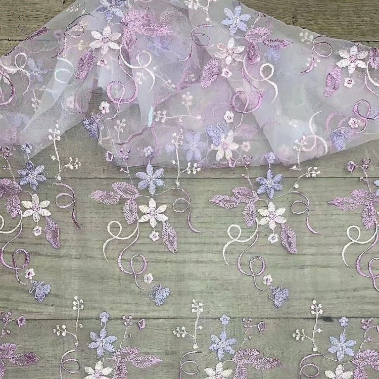 Floral Embroidery Fabric Flowers Lace New Embroidered Tulle For Dress