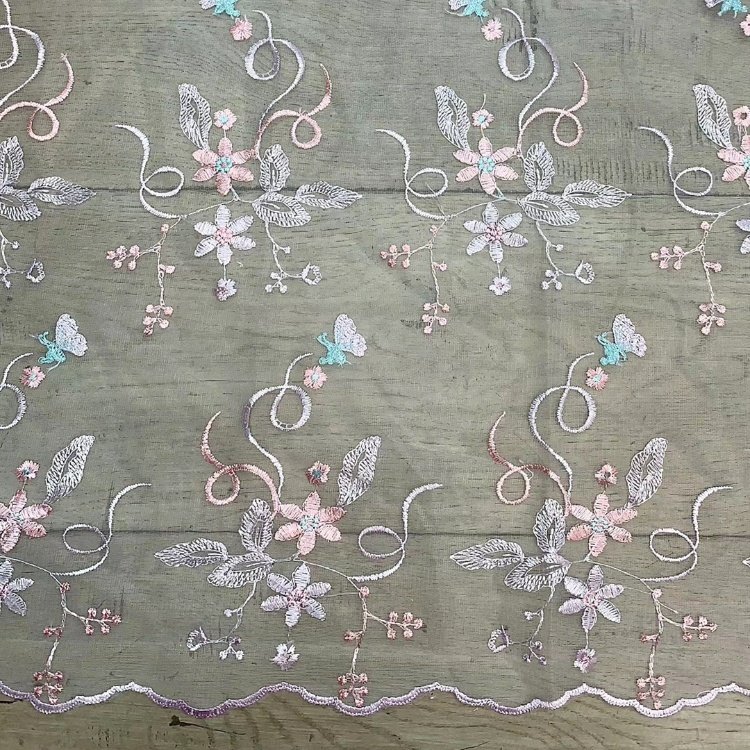 Floral Embroidery Fabric Flowers Lace New Embroidered Tulle For Dress