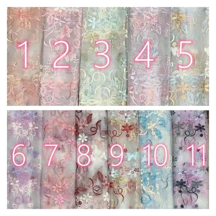 Floral Embroidery Fabric Flowers Lace New Embroidered Tulle For Dress