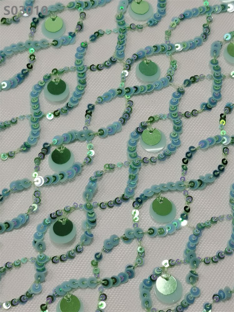 Luxury Mint Green French Glitter Lace Fabric Sequin Embroidery Lace Materials For Evening Dress