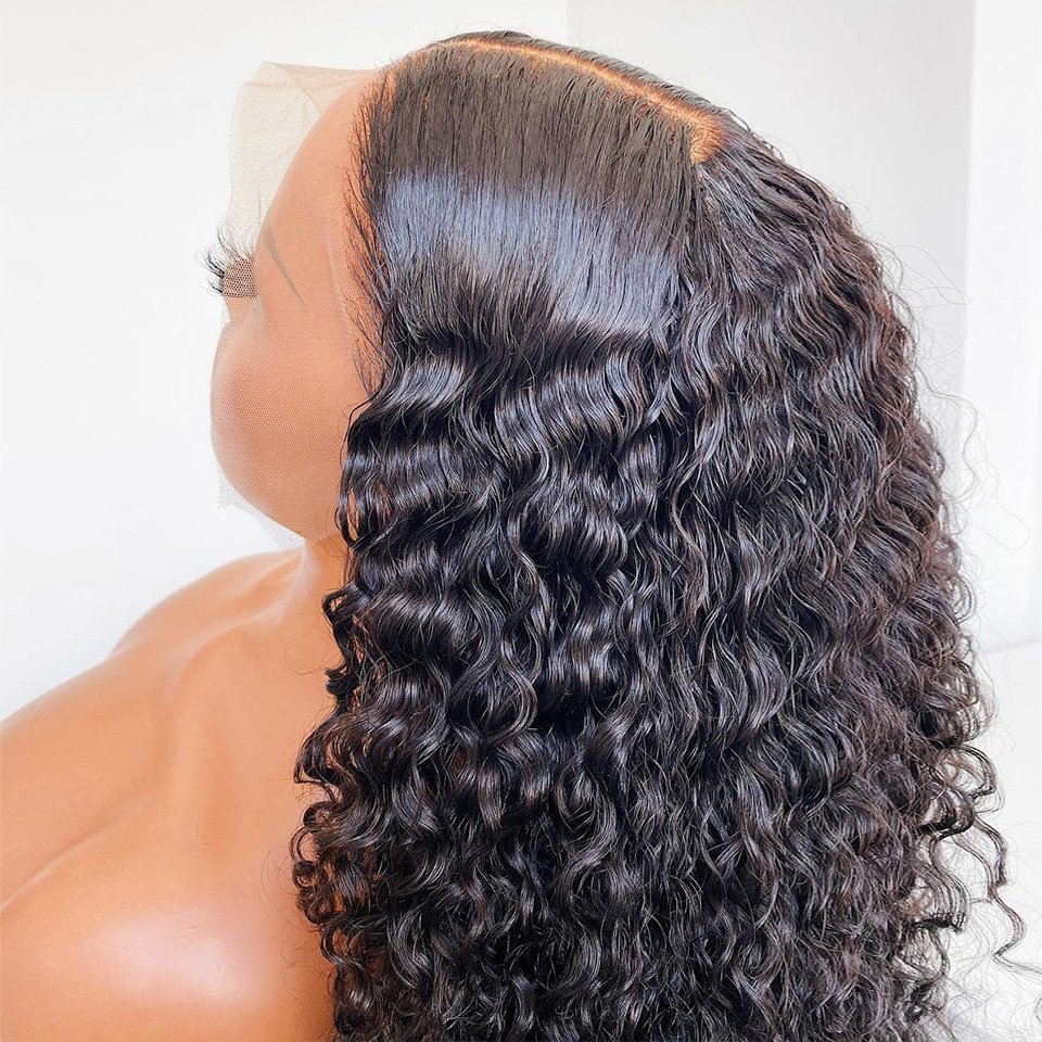 Brazilian Deep Curly Lace Front Human Hair Wigs For Women Transparent Lace Wigs With Nature Hairline Baby Hair
