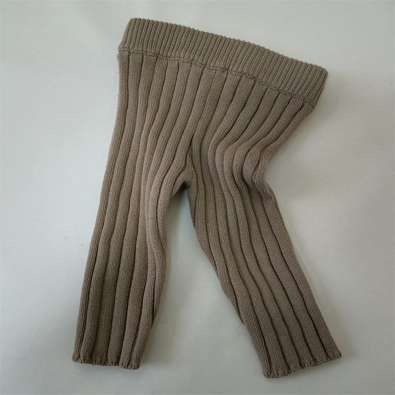 newborn 100% cotton pleated spring leggings Baby knitted fashion solid color long pants infant ODM trousers