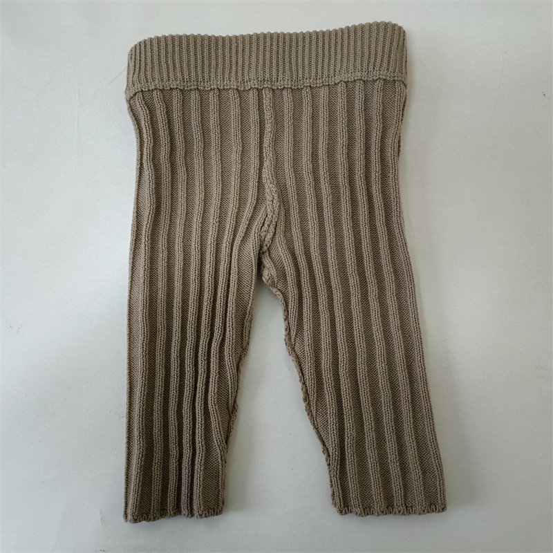 newborn 100% cotton pleated spring leggings Baby knitted fashion solid color long pants infant ODM trousers