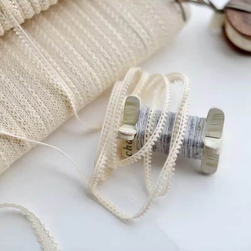 Width 1 cm full cotton ladder trims beige cotton lace For dress curtain accessories