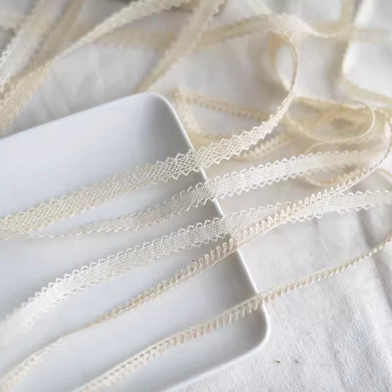 Width 1 cm full cotton ladder trims beige cotton lace For dress curtain accessories
