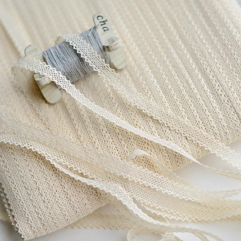 Width 1 cm full cotton ladder trims beige cotton lace For dress curtain accessories