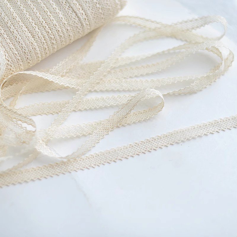 Width 1 cm full cotton ladder trims beige cotton lace For dress curtain accessories