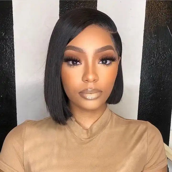 12A Remy Hair 13*4 Bob Human Hair Wig Front Bone Straight Lace Brazilian Hair Long Transparent Swiss Lace 1-2 Years