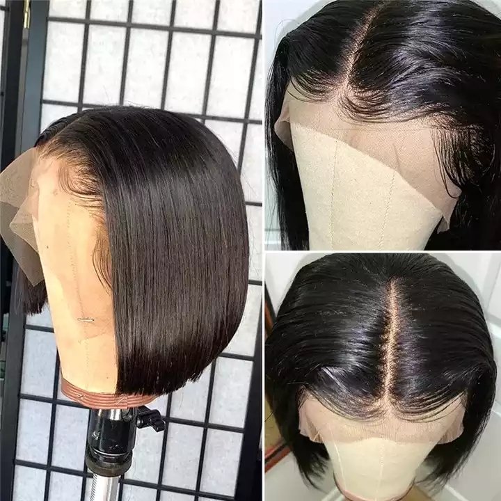 12A Remy Hair 13*4 Bob Human Hair Wig Front Bone Straight Lace Brazilian Hair Long Transparent Swiss Lace 1-2 Years