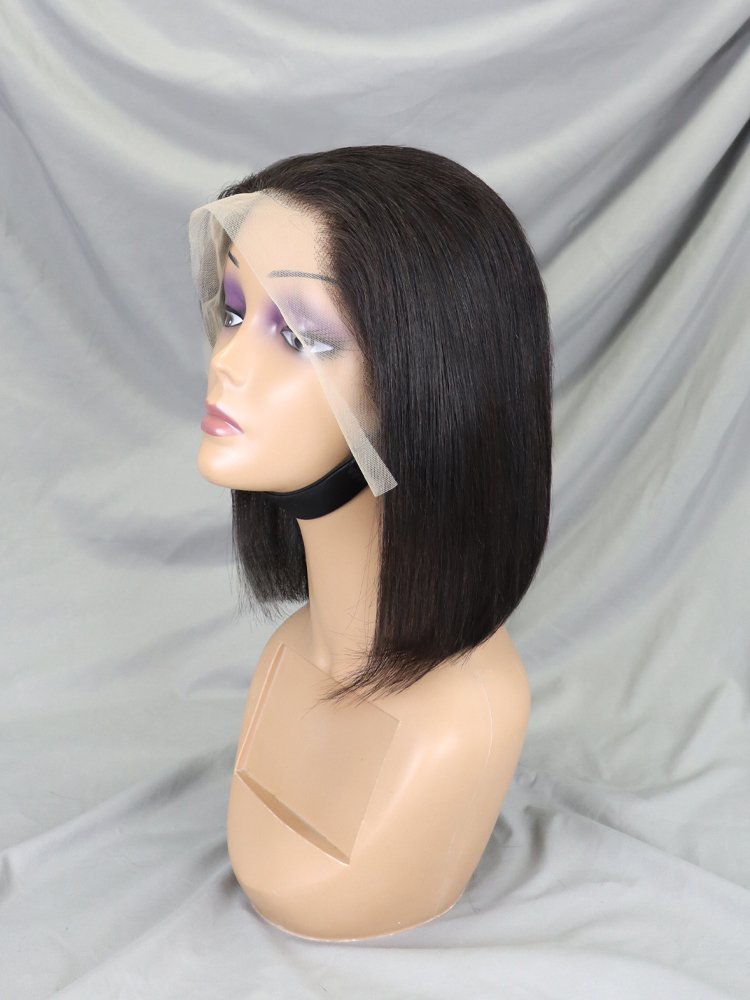 12A Remy Hair 13*4 Bob Human Hair Wig Front Bone Straight Lace Brazilian Hair Long Transparent Swiss Lace 1-2 Years