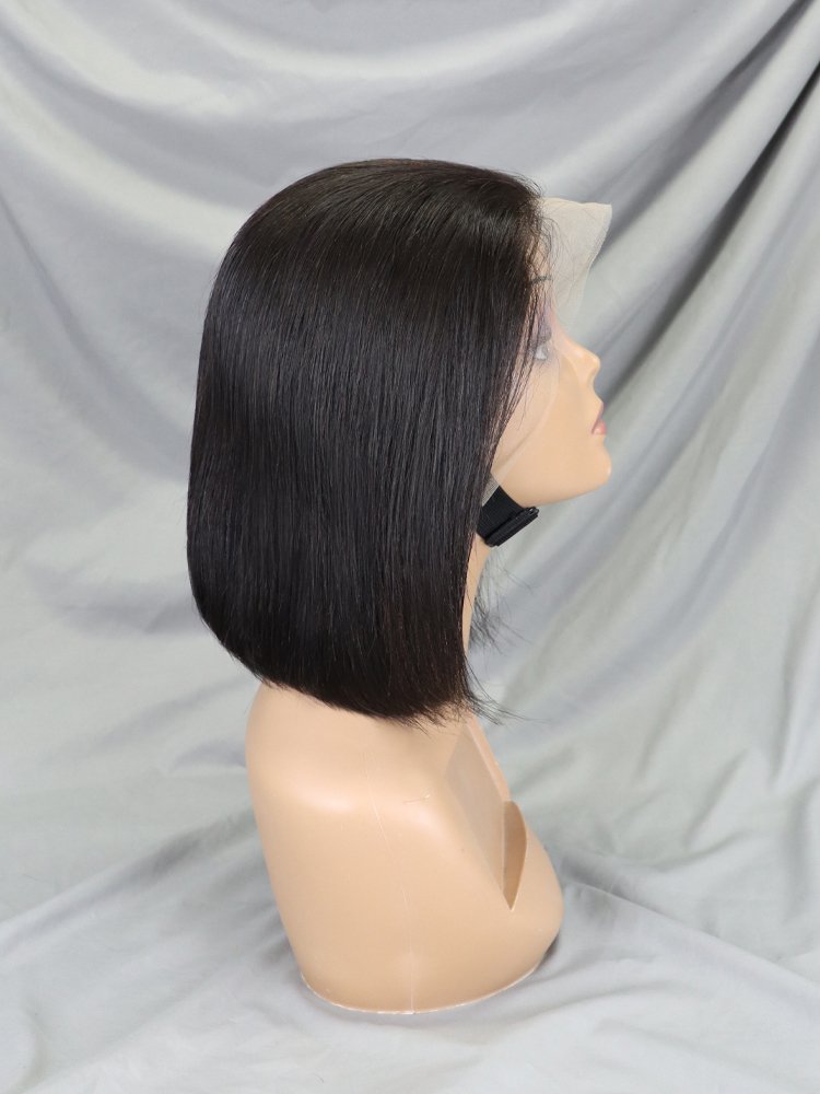12A Remy Hair 13*4 Bob Human Hair Wig Front Bone Straight Lace Brazilian Hair Long Transparent Swiss Lace 1-2 Years