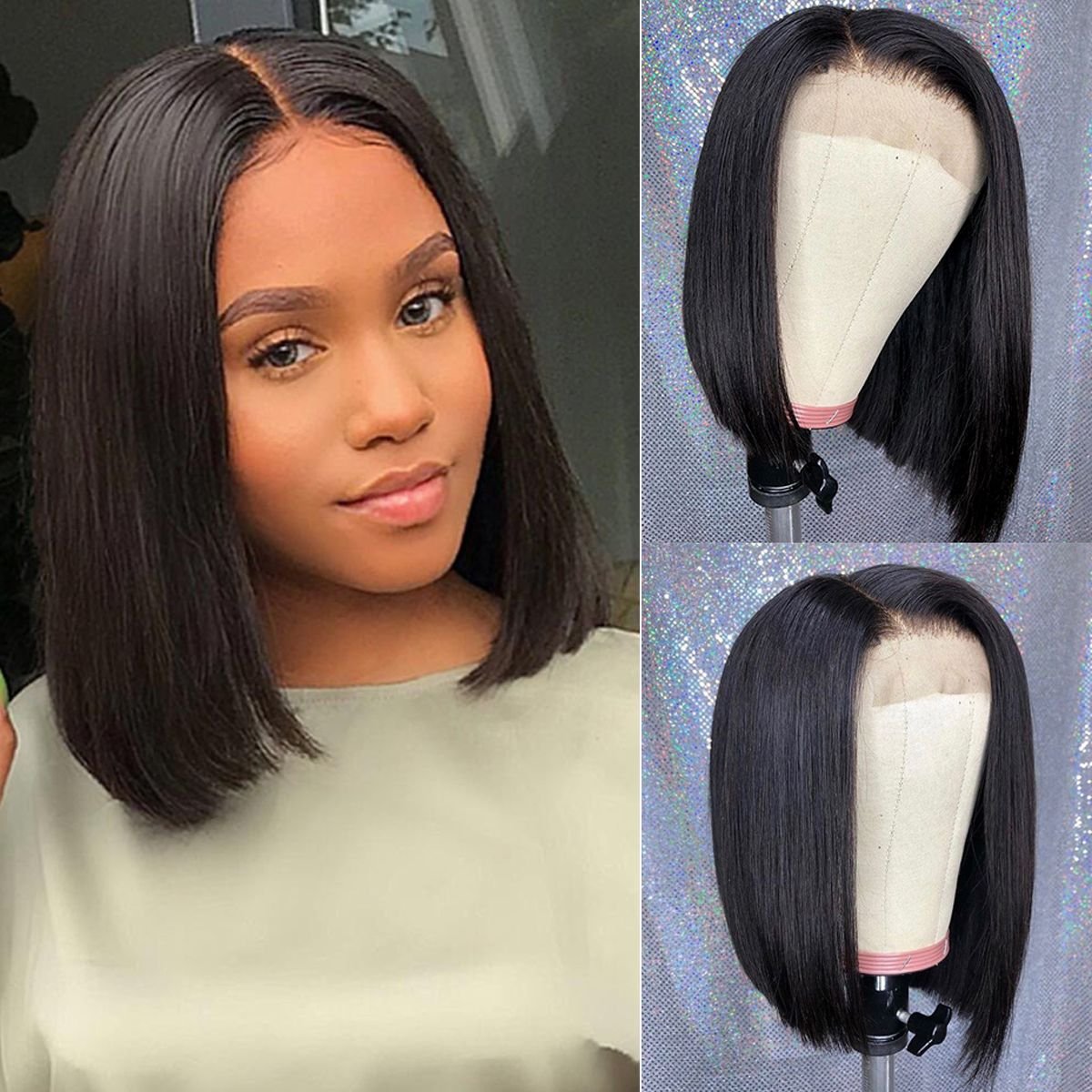 Ready To Ship China Brazilian Asymmetrical Women Kinky Straight Afro Purple Blend Pink Color Hd Bob Wigs Lace Human Hair