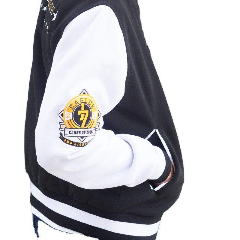 Draping Cut Classical Fleece Varsity Baseball Jacket