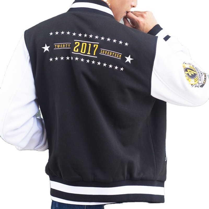 Draping Cut Classical Fleece Varsity Baseball Jacket