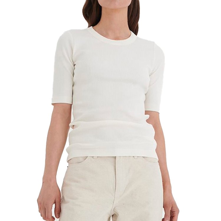 Summer Newest Women Casual Short Sleeve Cotton T Shirt Ribbed Plain T Shirt