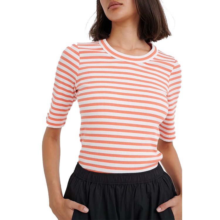 Summer Newest Women Casual Short Sleeve Cotton T Shirt Ribbed Plain T Shirt