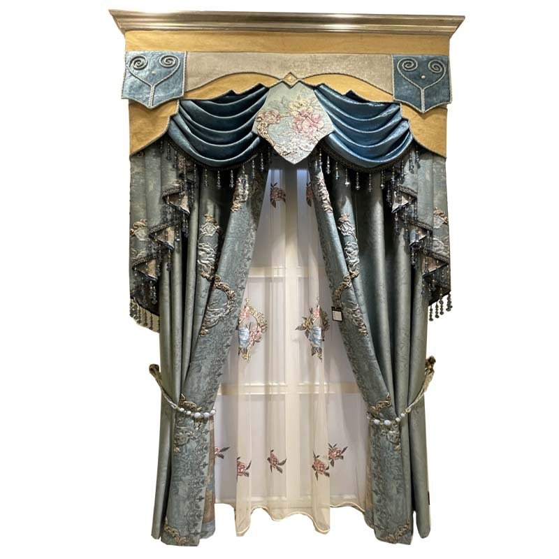HD European Luxury Chenille Embroidery Jacquard Curtain Fabric 100% Polyester Blackout Feature for Living Room & Bedroom