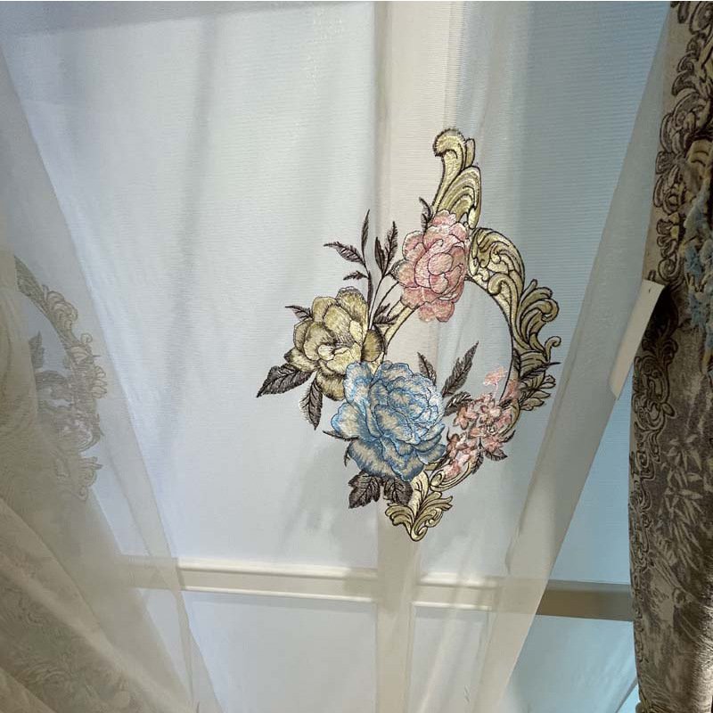 HD European Luxury Chenille Embroidery Jacquard Curtain Fabric 100% Polyester Blackout Feature for Living Room & Bedroom
