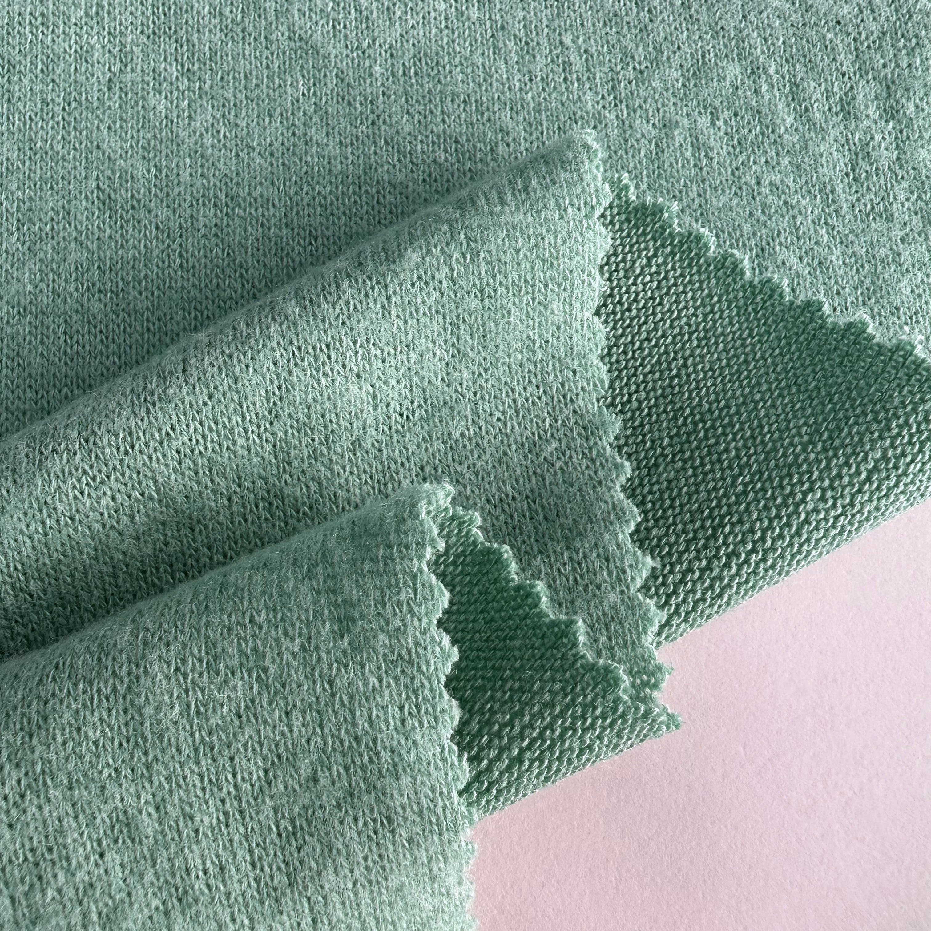 Hot Sale Plain TR Poly Rayon Spandex Stretch Hacci Jersey Cashmere Angora Rib Knitted Fabric For Women Clothing