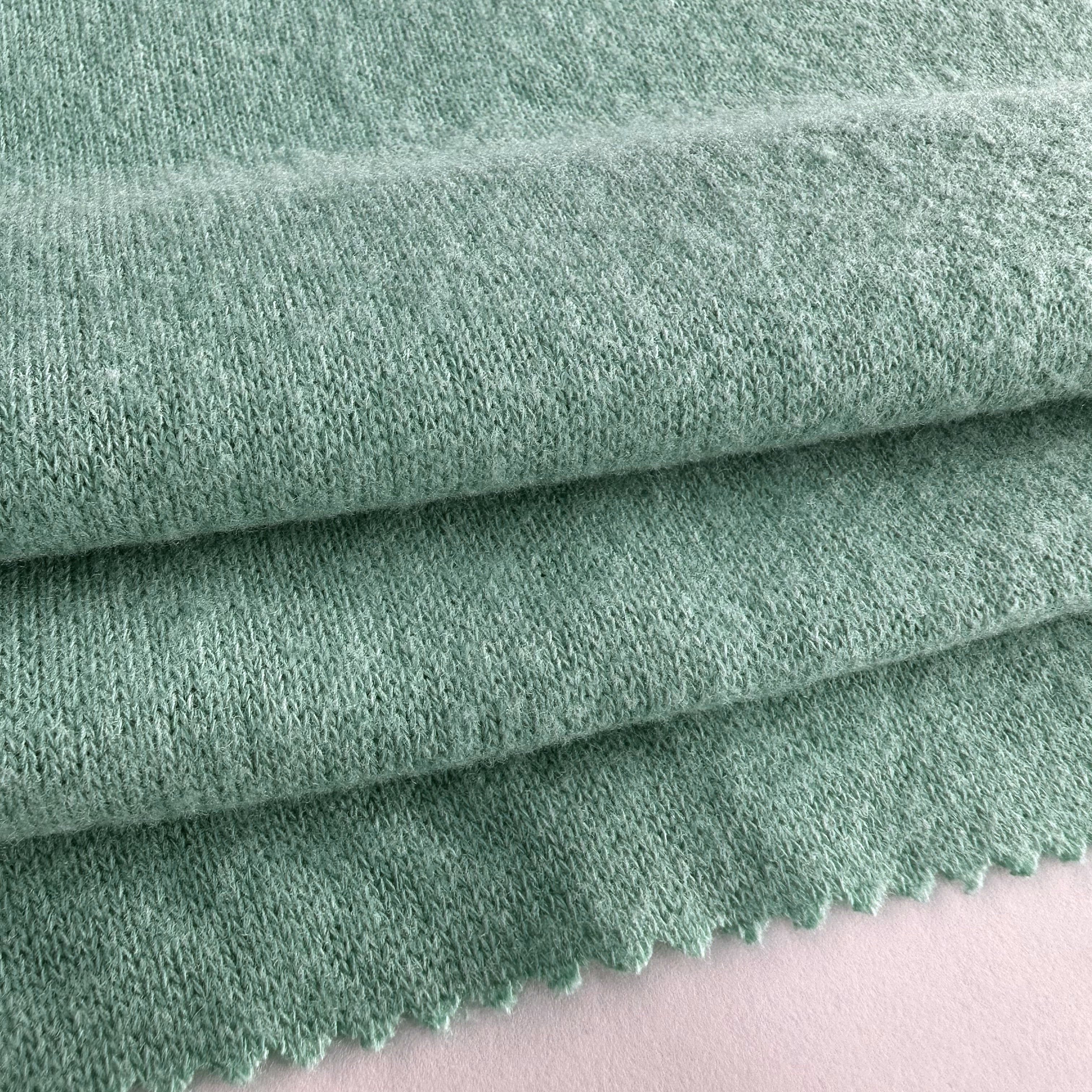 Hot Sale Plain TR Poly Rayon Spandex Stretch Hacci Jersey Cashmere Angora Rib Knitted Fabric For Women Clothing