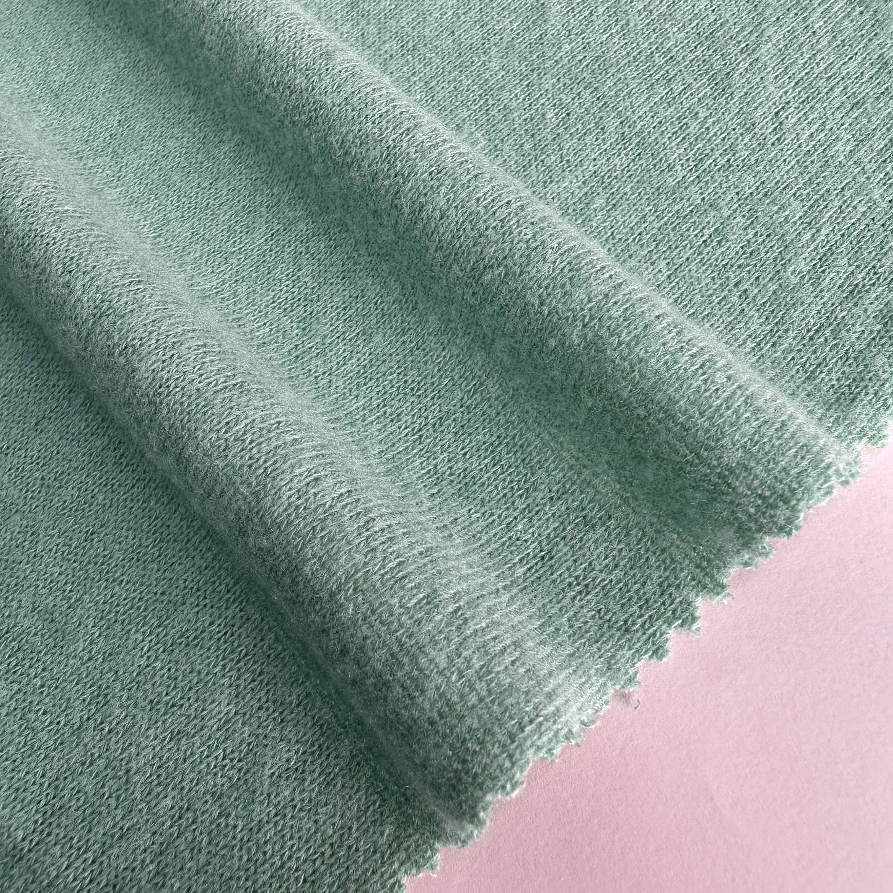 Hot Sale Plain TR Poly Rayon Spandex Stretch Hacci Jersey Cashmere Angora Rib Knitted Fabric For Women Clothing