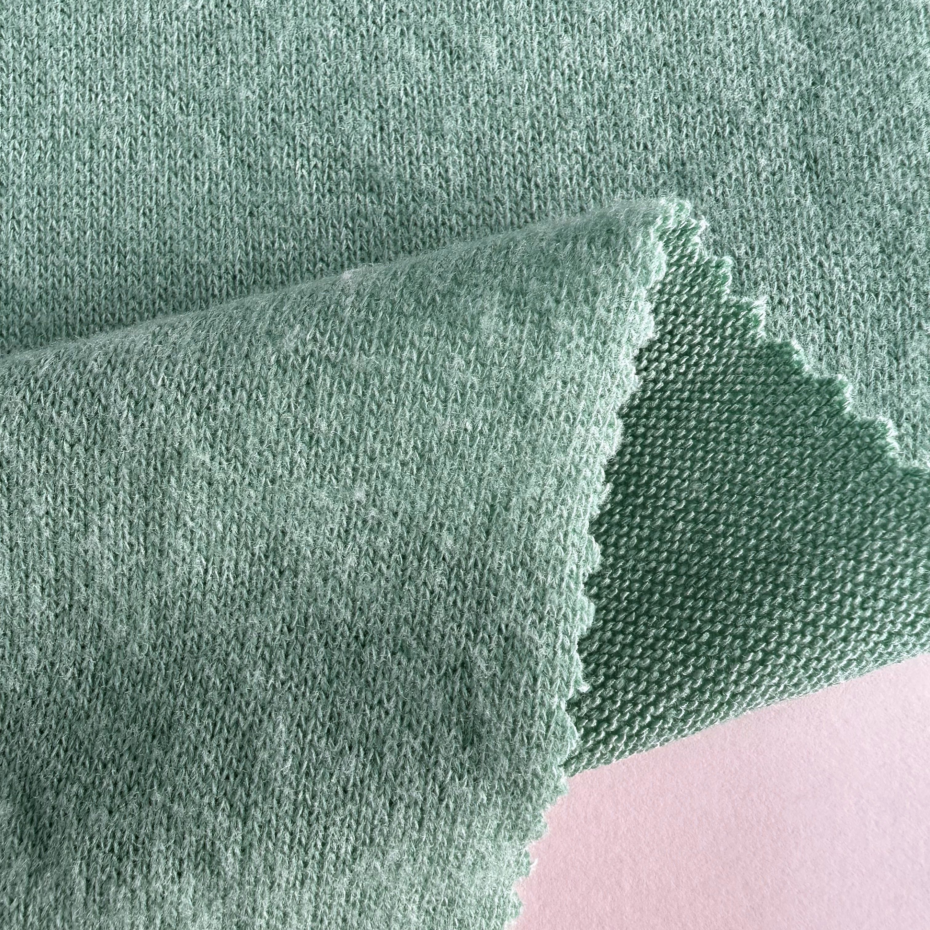 Hot Sale Plain TR Poly Rayon Spandex Stretch Hacci Jersey Cashmere Angora Rib Knitted Fabric For Women Clothing